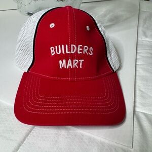 Vintage Red and White Baseballl Cap white Embroidery Front